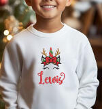 Kinder kersttrui met unicorn & naam – Geborduurde sweater | Zachte fleece